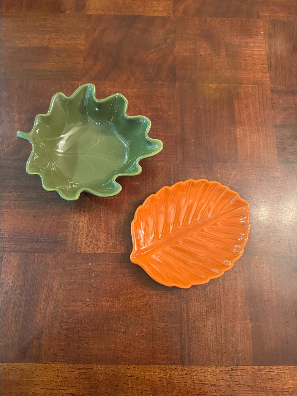 Fall Serving Dishes Leaf Leaves Green Orange Bowls Plate